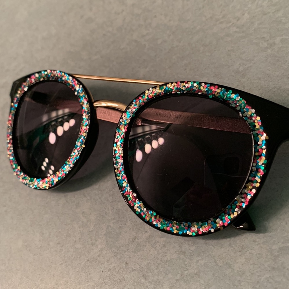 Cat-Eye Glasses with Glitter & Gold Trim - Picture 2 of 3
